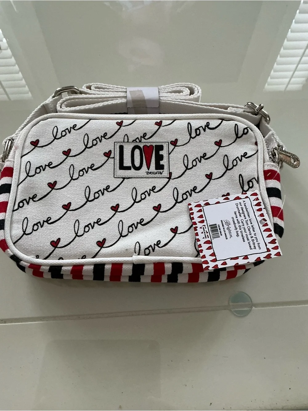 Brighton love Crossbody Bag with Red & Black Love Script